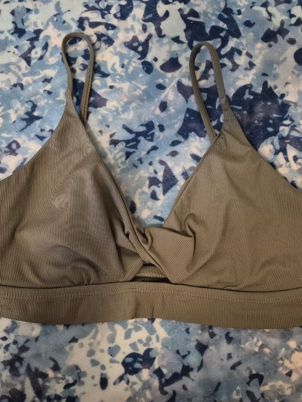 Carve Designs Olive Ribbed Twist-Front Bralette
